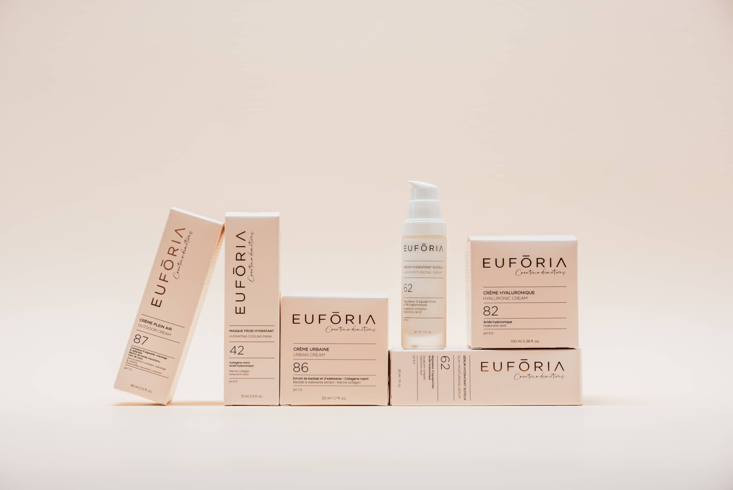 Routine de soins Euforia pour l’hiver. Produits naturels et véganes conçus pour hydrater, apaiser et protéger la peau du froid.